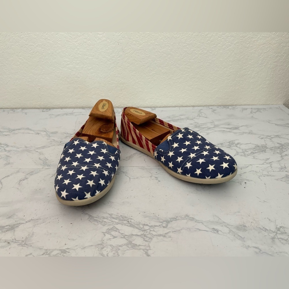 Air Walk Patriotic Flag Classic Canvas Slip On Espadrille Shoes Womens Sz 11​​​